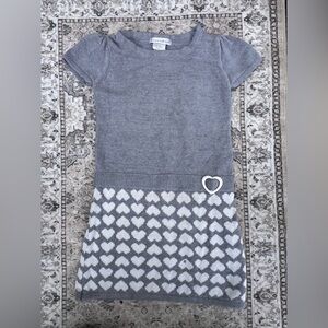 Maggie & Zoe Gray Knit Dress with White Heart Pattern and Heart Accent 6t